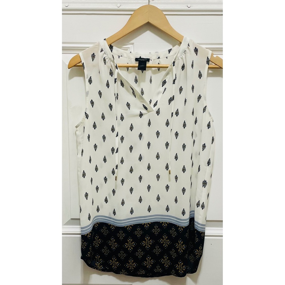 Ann Taylor Factory Black and White Sleeveless Blouse